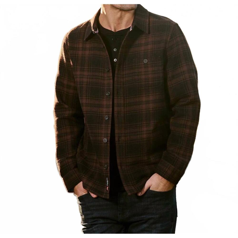 NEW FLAGS & ANTHEM blakely waffle shacket in brown black plaid